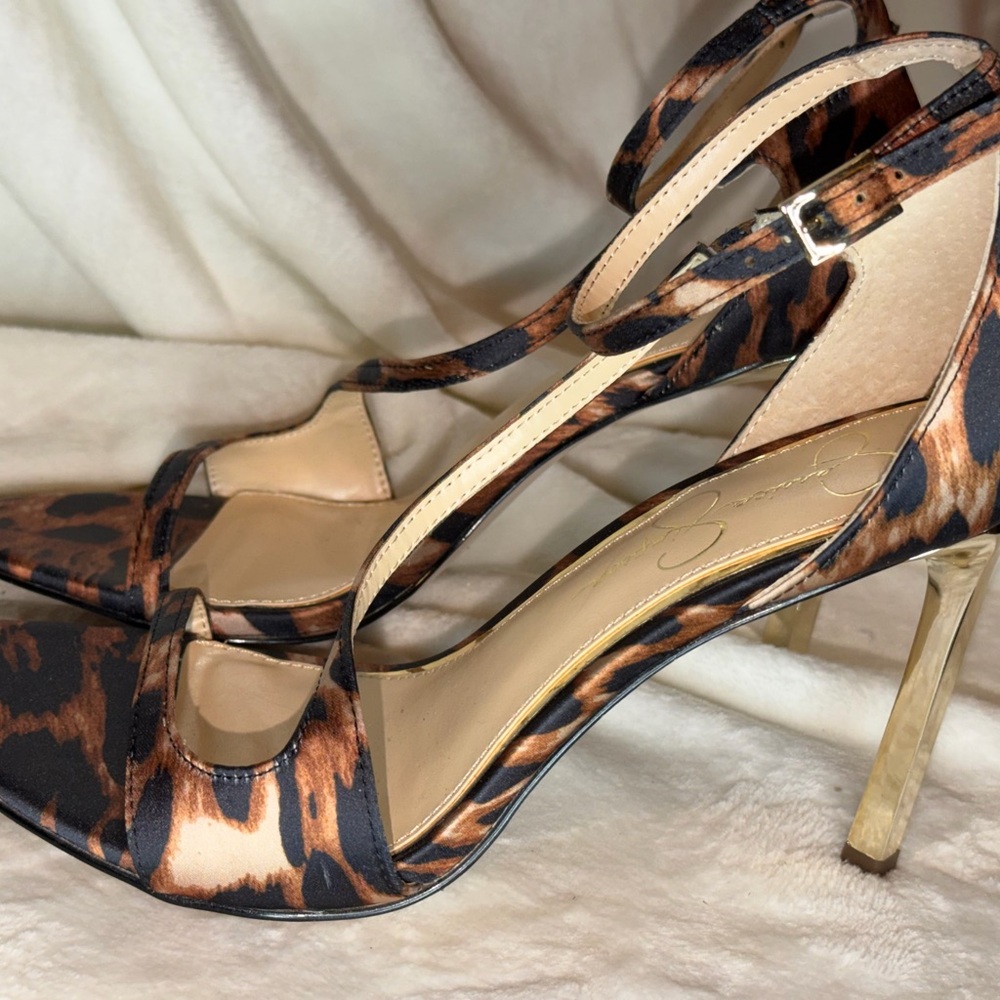 Jessica Simpson Qamille Leopard Print Strappy Stiletto Heels size 8 new - Picture 14 of 15